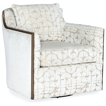 Transitional Swivel Chair with Wood Trim