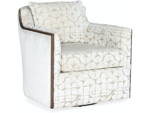 Transitional Swivel Chair with Wood Trim