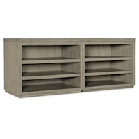 Casual Office Credenza with 2 Open Shelf Cabinets