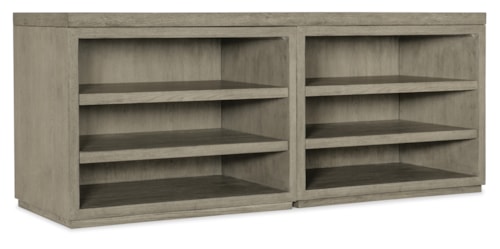 Casual Office Credenza with 2 Open Shelf Cabinets