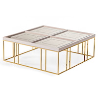 Glam Square Cocktail Table with Mirrored Glass