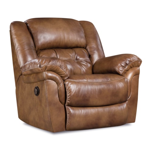 Casual Power Rocker Recliner with Tufted Back