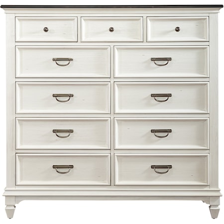 Cottage Style 11-Drawer Chesser with Felt-Lined Top Drawers