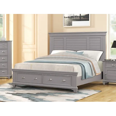 Transitional Queen Bed with Footboard Storage
