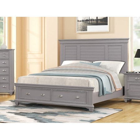 Transitional Queen Bed with Footboard Storage