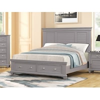 Transitional King Bed with Footboard Storage