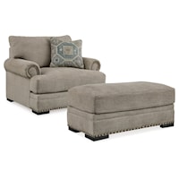 Traditional Oversized Chair And Ottoman