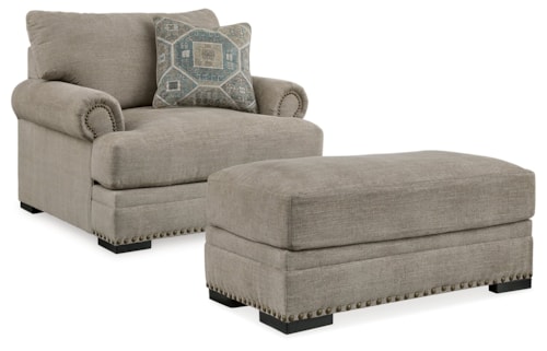 Traditional Oversized Chair And Ottoman
