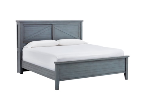 Farmhouse King Bookcase Bed with USB Ports