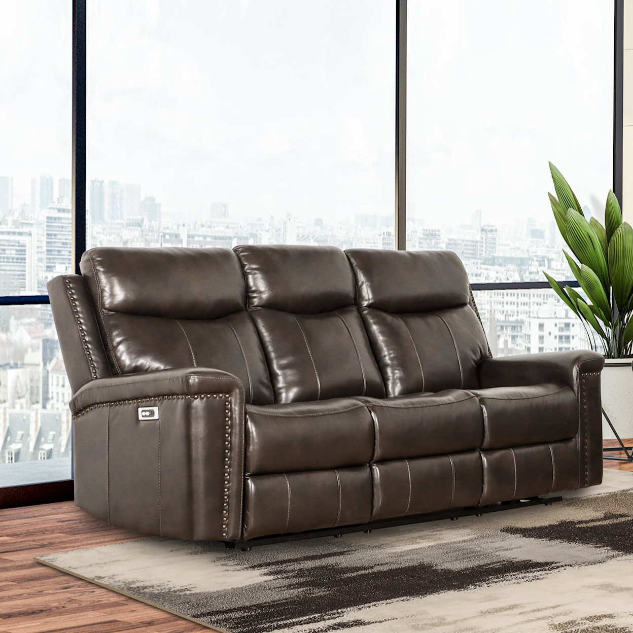New Classic Furniture Quade Powered Leather Sofa