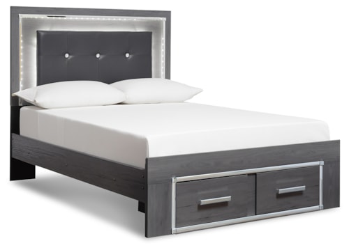 Full Panel Bed With 2 Storage Drawers