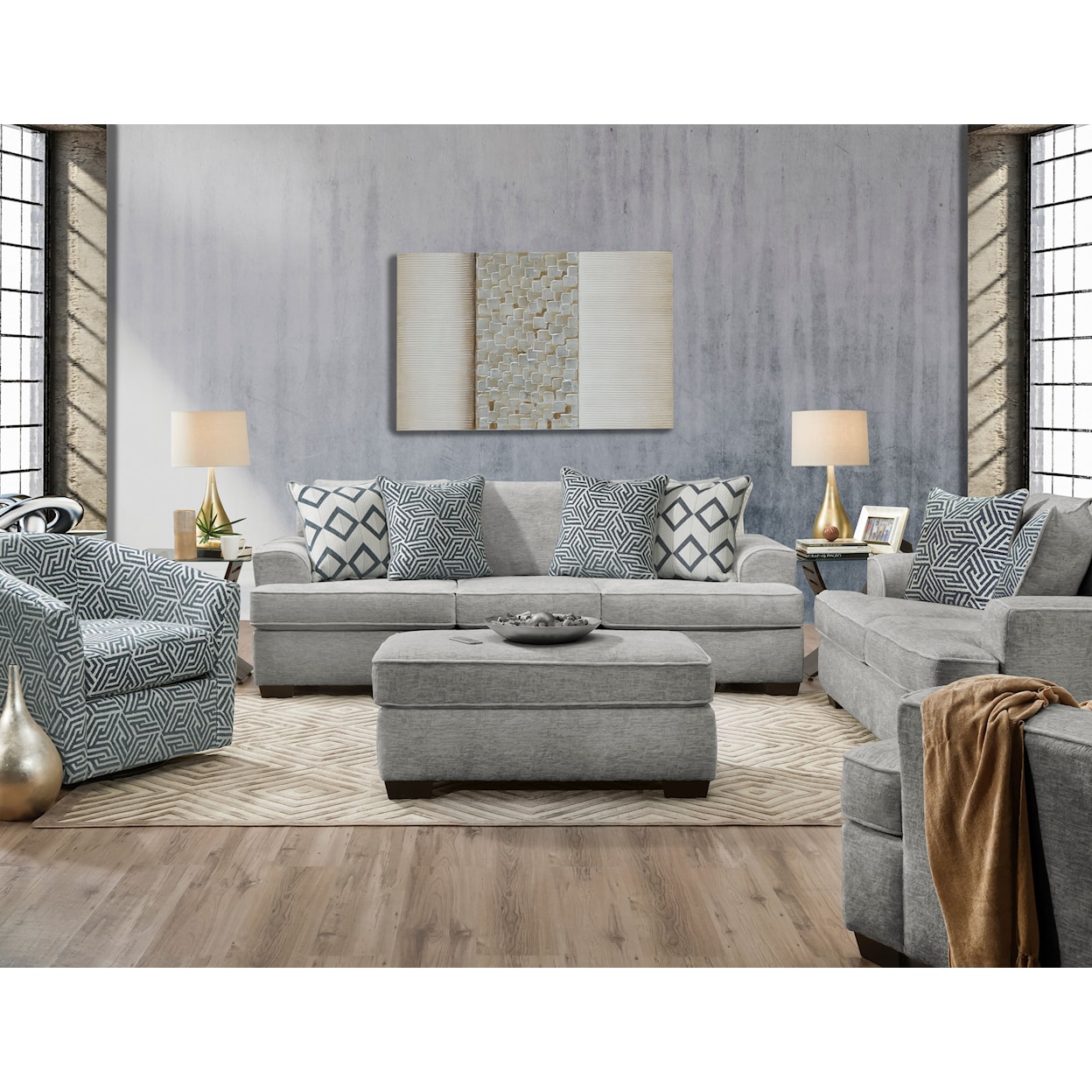 Behold Home Carlton CARLTON GREY OTTOMAN |