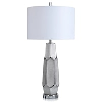Contemporary Ceramic Table Lamp with Crystal Glass Base