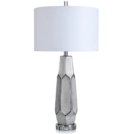 Contemporary Ceramic Table Lamp with Crystal Glass Base