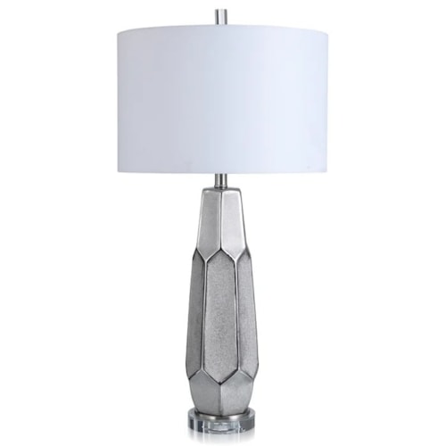 Contemporary Ceramic Table Lamp with Crystal Glass Base