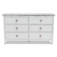 Coastal Picket Fence 6-Drawer Dresser with Rope Ring Drawer Pulls - Gray