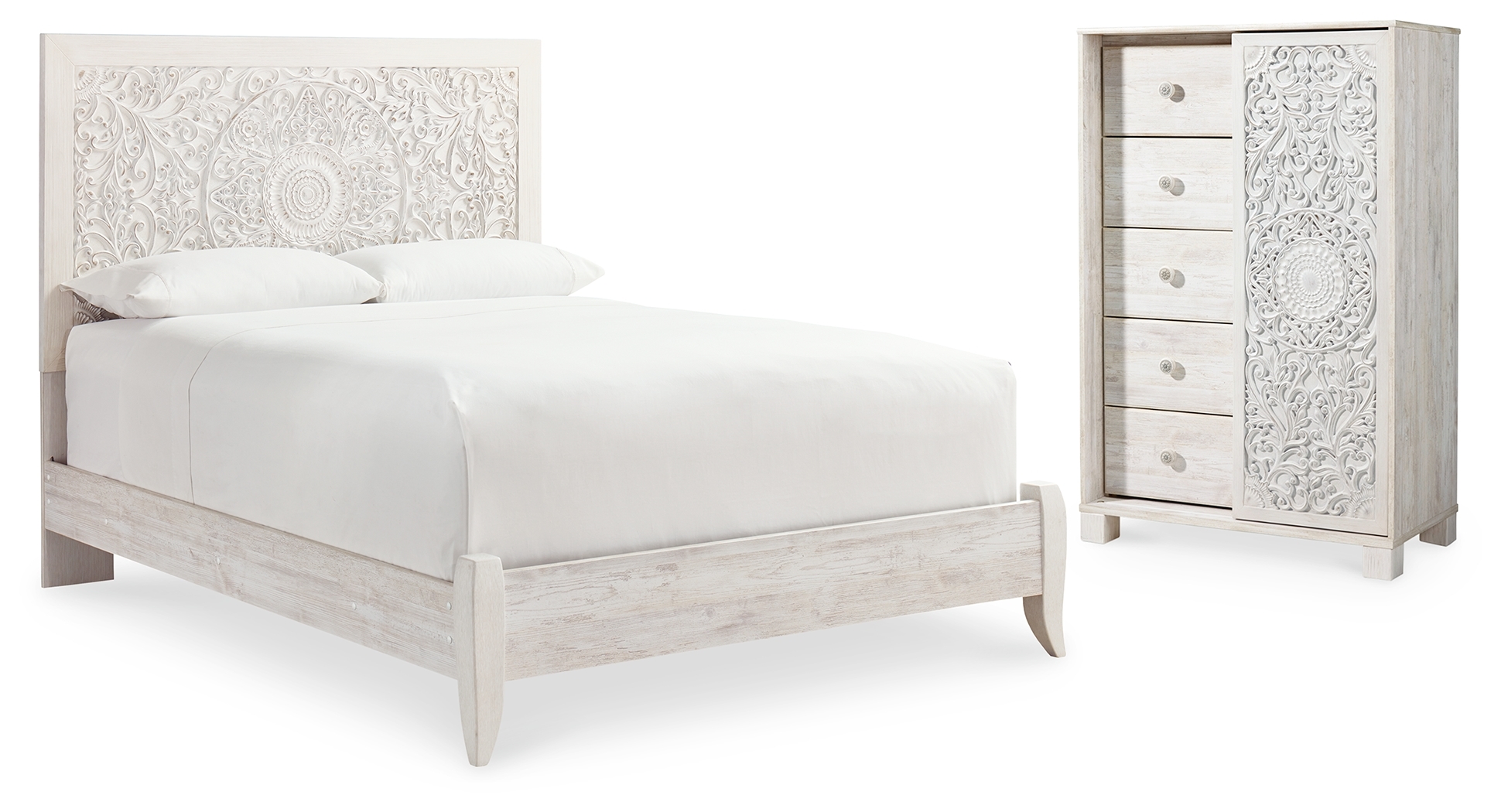 Queen Panel Bed And Chest