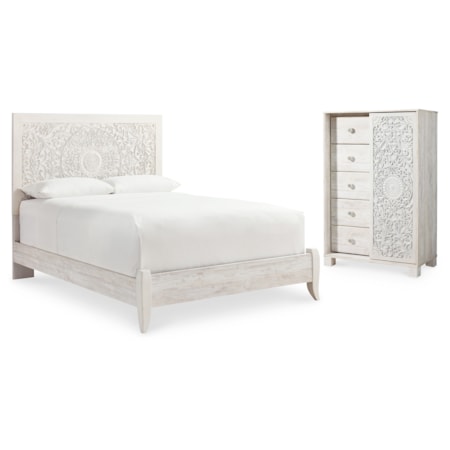 Queen Panel Bed And Chest