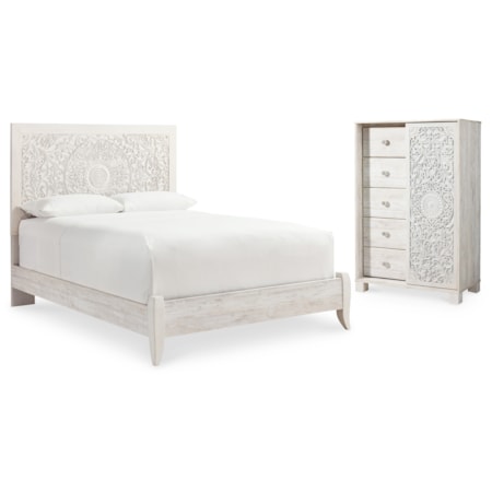 Queen Panel Bed And Chest