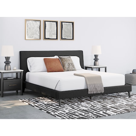 King Upholstered Bed With Roll Slats