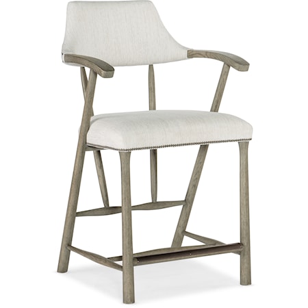 Casual Counter Dining Stool with Fabric Seat and Back