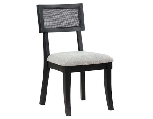 Contemporary Cane Dining Side Chair with Upholstered Seat