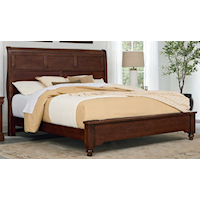 Transitional King Sleigh Bed with Metal Slats