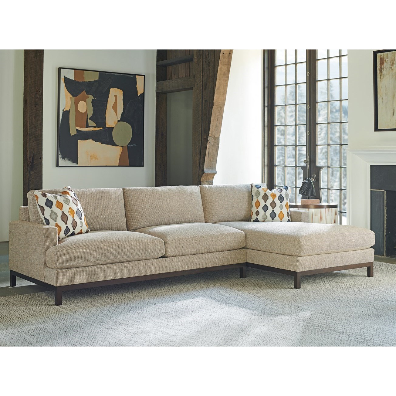 2-Pc Sectional w/ Bronze Base &amp; RAF Chaise