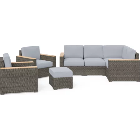 4-Piece Outdoor Sectional and Chair Set