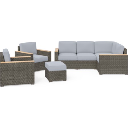 4-Piece Outdoor Sectional and Chair Set