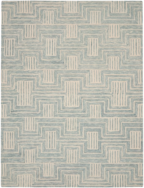 8' x 10'6" Ivory/Turquoise Rectangle Rug
