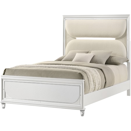 Eden Contemporary Upholstered Queen Bed with Built-in LED Lighting