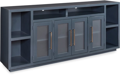 Contemporary 84" Console with 4 Doors and Wire Management