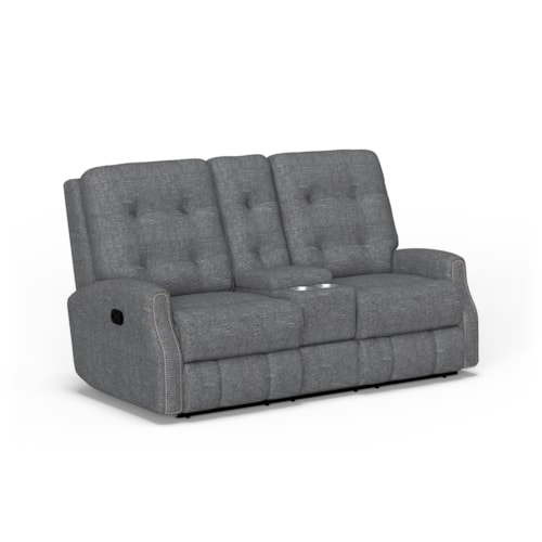 Button Tufted Manual Reclining Loveseat with Console