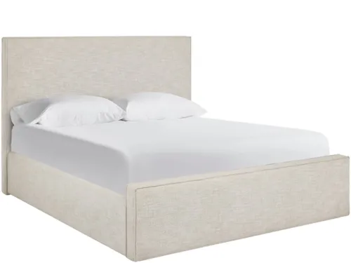 Coastal Queen Panel Bed with Upholstered Headboard
