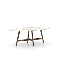 Contemporary Oval Dining Table with Stone-Look Porcelain Top