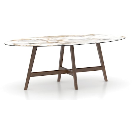 Contemporary Oval Dining Table with Stone-Look Porcelain Top