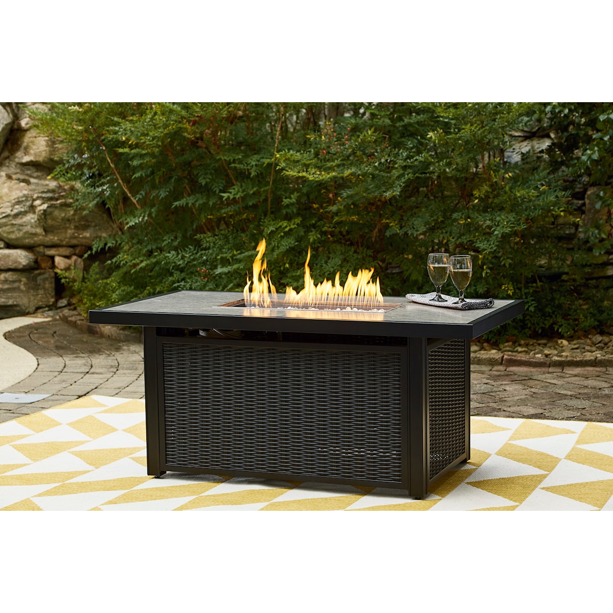 Ashley Furniture Signature Design Beachcroft Rectangular Fire Pit Table