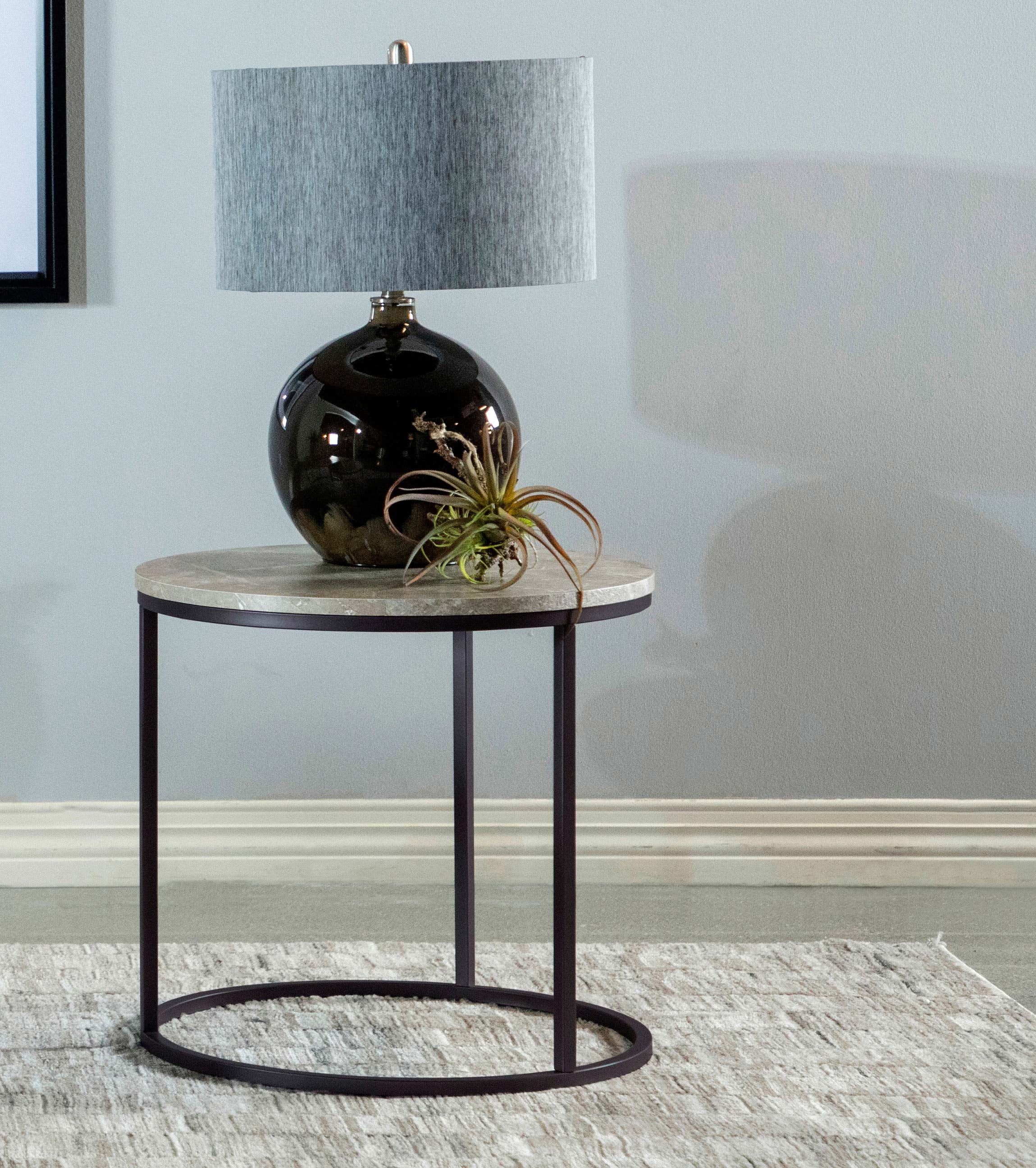 Faux Marble Side End Table