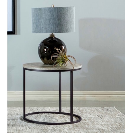 Faux Marble Side End Table