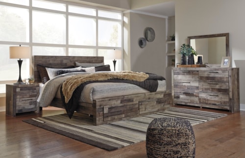 4pc King 6 Drawer Storage Bed, Dresser, Mirror and Nightstand