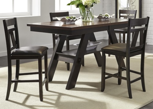Lawson Transitional 5-Piece Gathering Counter Height Table Set