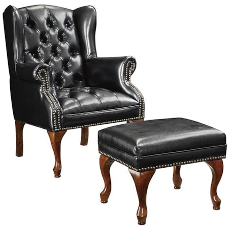 Roberts Wingback Chair and Ottoman Set