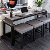 Contemporary 4-Piece Console Bar Table Set with Charging Station