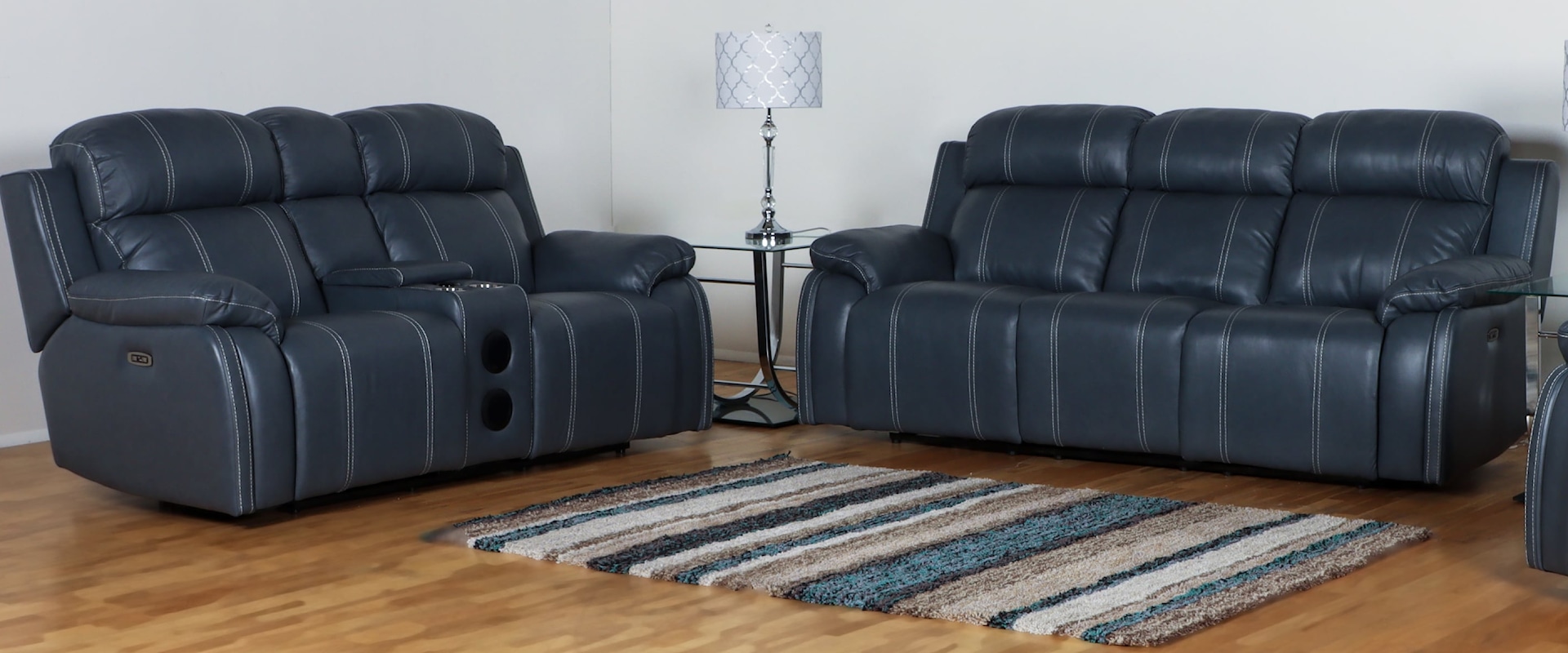 Contemporary 2-Piece Sofa and Loveseat Set with Power Headrests and Footrests