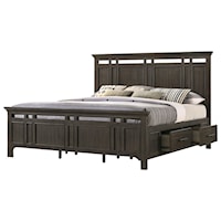 Contemporary King Panel Bed with Storage Drawers