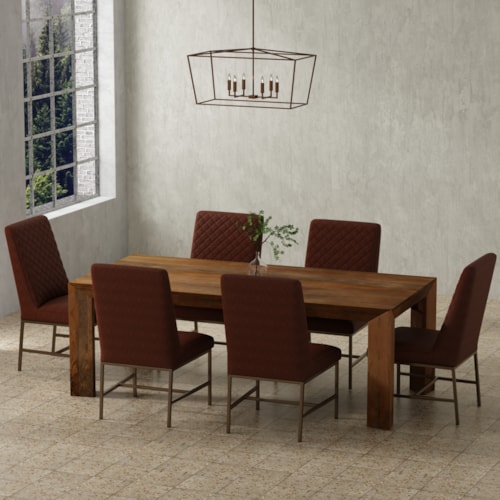 Contemporary 7-Piece Dining Set with Six Upholstered Side Chairs