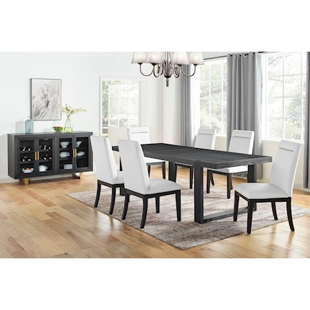 8-Piece Dining Set with White Chairs