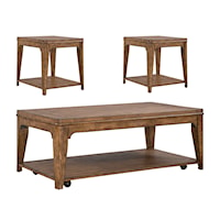 Rustic 3-Piece Occasional Table Set with Fixed Shleves