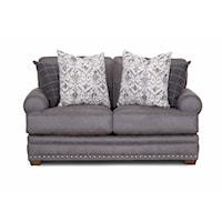 Transitional Stationary Loveseat with Nail-Head Trim